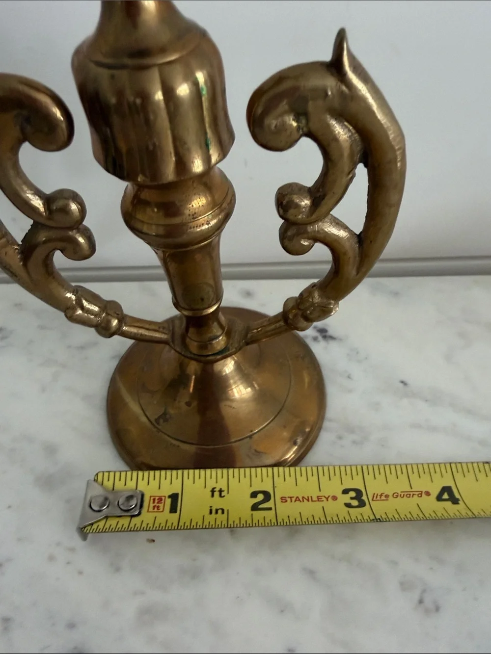 Vintage Brass Candle Holder Scrolls 6.5 inch